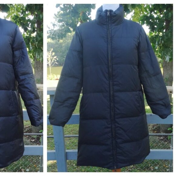 EILEEN FISHER Large Weather Resistant Long Reversible Down Coat Parka - Picture 3 of 7